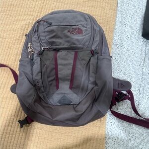The North Face Dark Gray and Burgundy Backpack